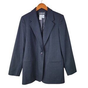 Sag Harbor 100% Pure New Wool Blazer Jacket size 8 Career Black Professional